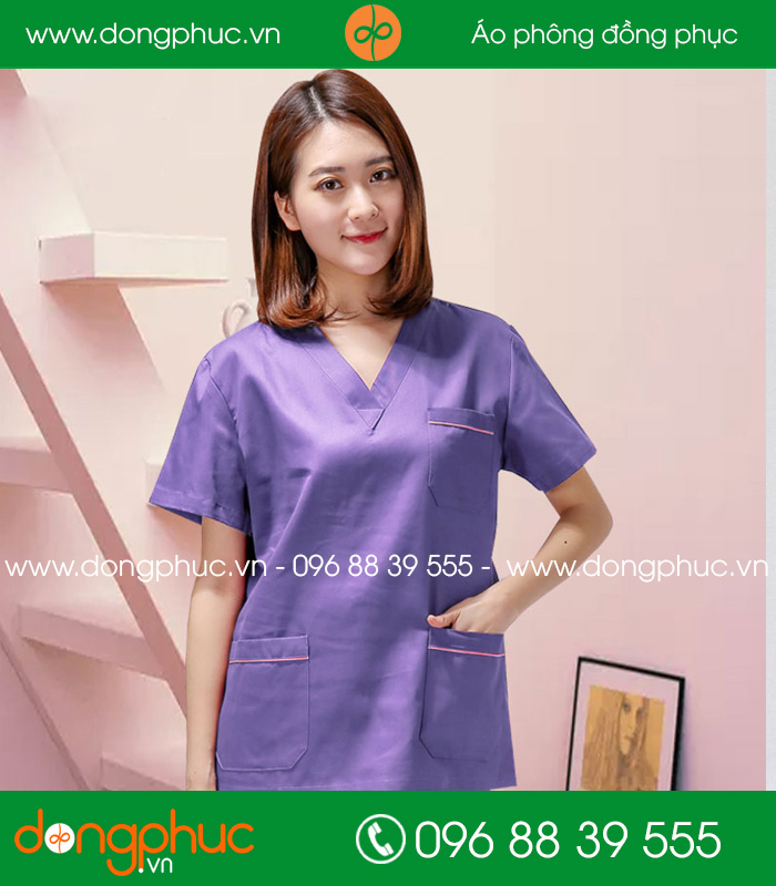đồng phục spa màu tím cà